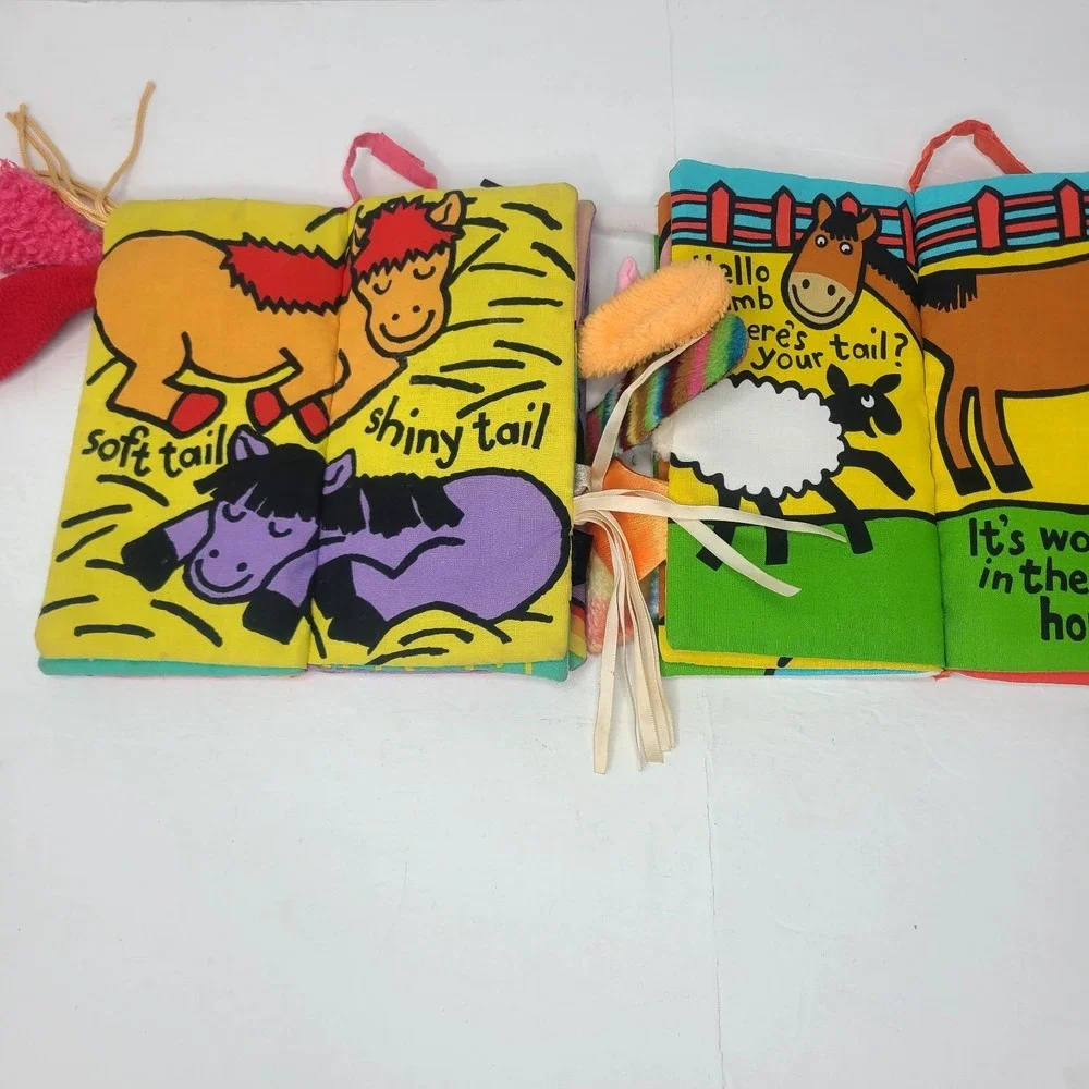 Jellycat Pony & Farm Tails‎ Soft Crinkle Book Baby Sensory Toy Set Of Two